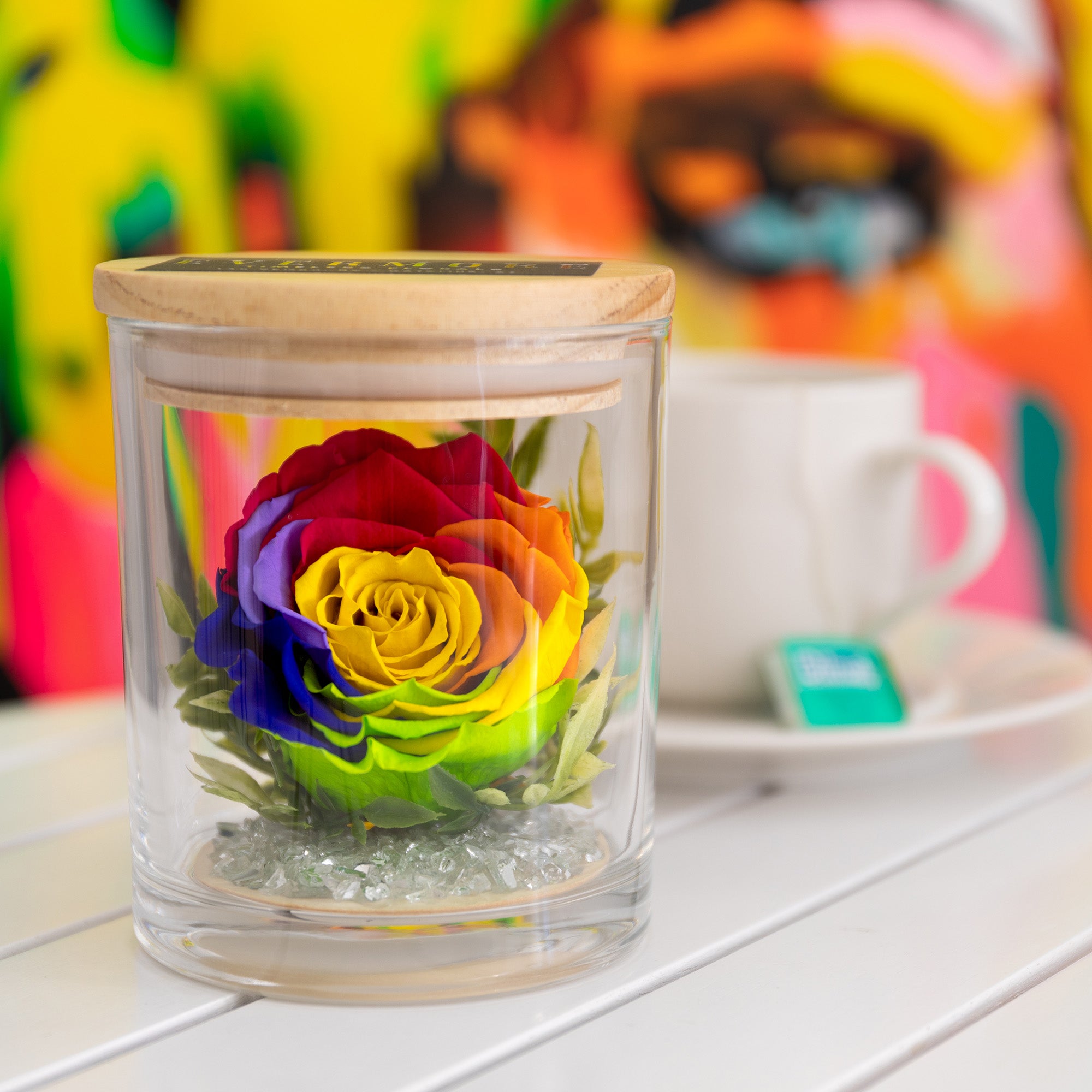 The Evermore Preserved Rainbow Rose Keepsake Gift Jar - The Evermore Rose