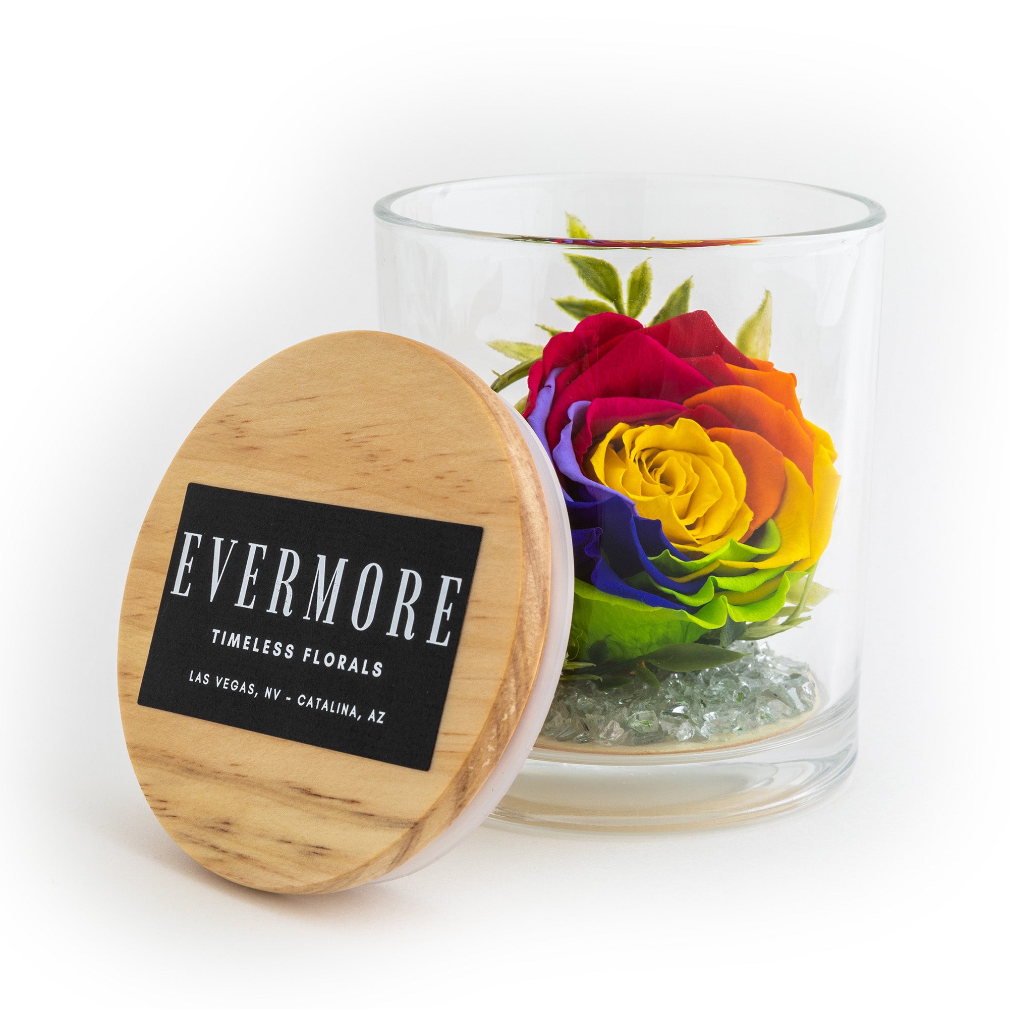 The Evermore Preserved Rainbow Rose Keepsake Gift Jar - The Evermore Rose